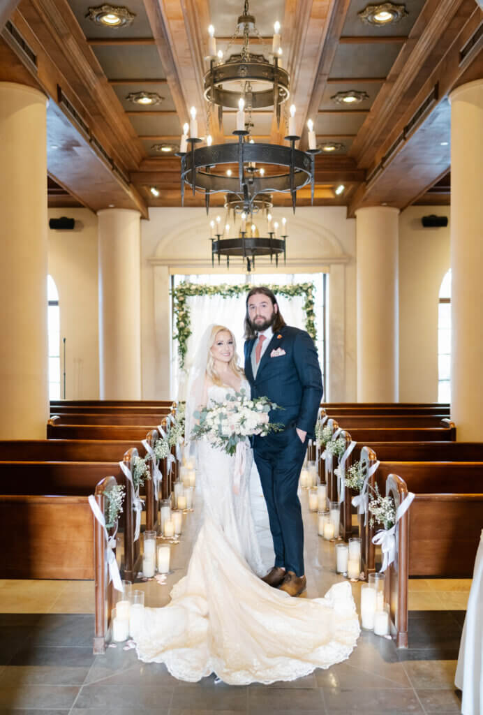 the result of Las Vegas wedding planning in an aisle with bride and groom