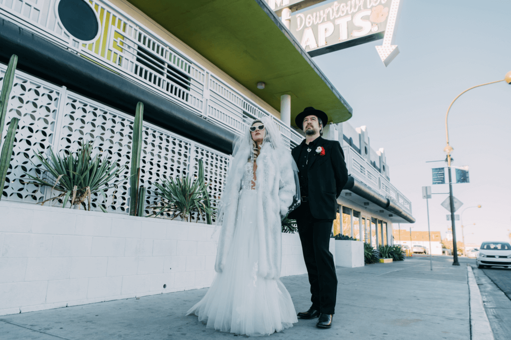 the bride and groom after a downtown Las Vegas wedding
