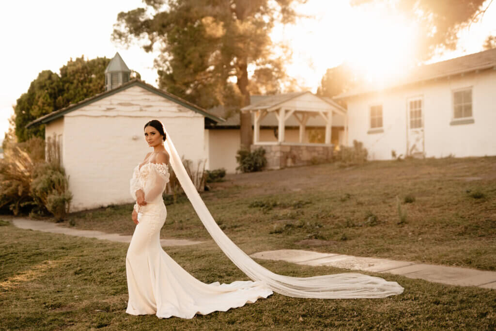 a bride glows in the golden hour, a wedding glossary term