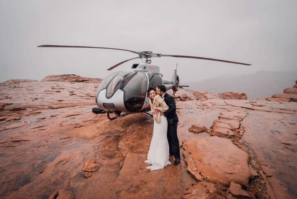 helicopter setup for a Las Vegas Elopement