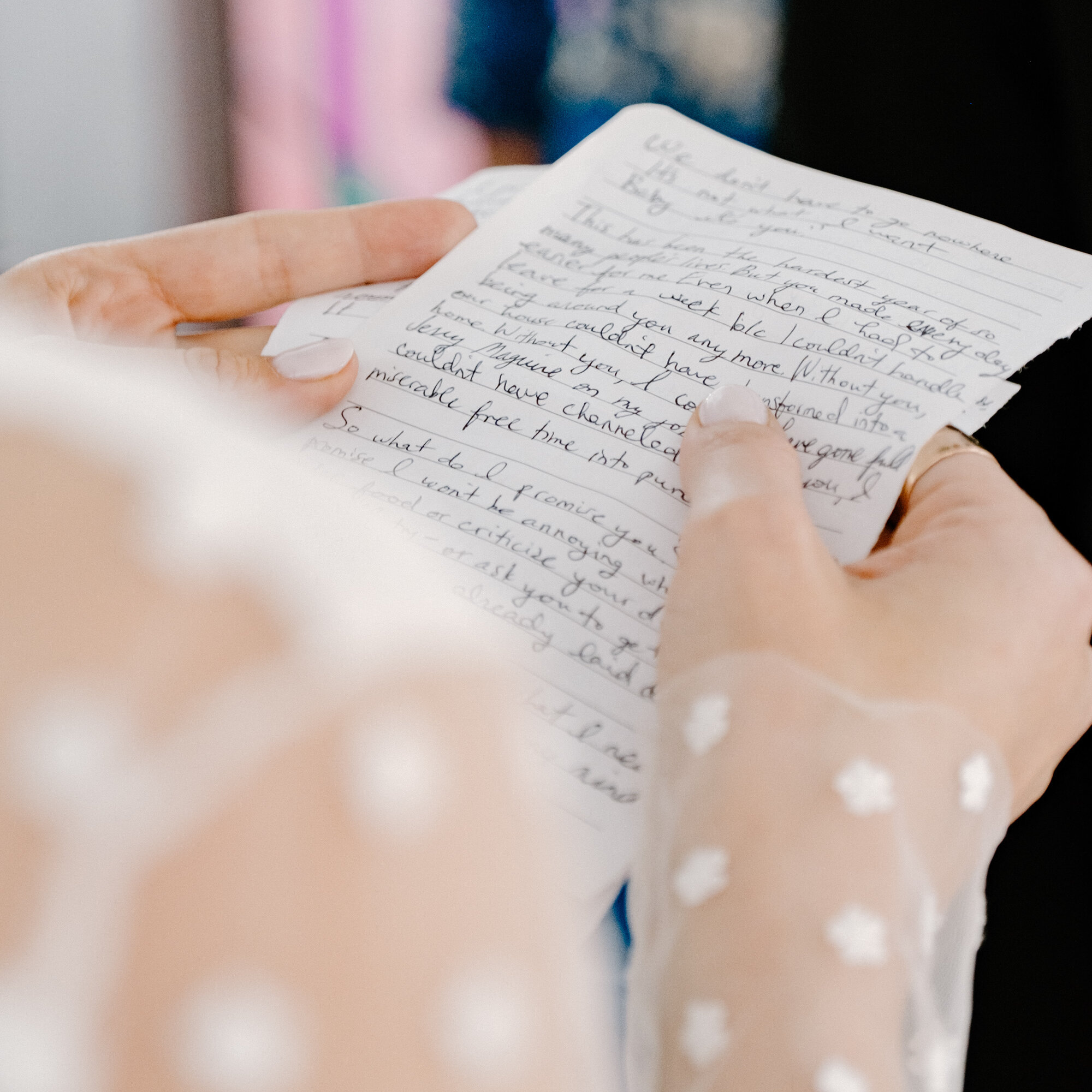 Vows read at a wedding