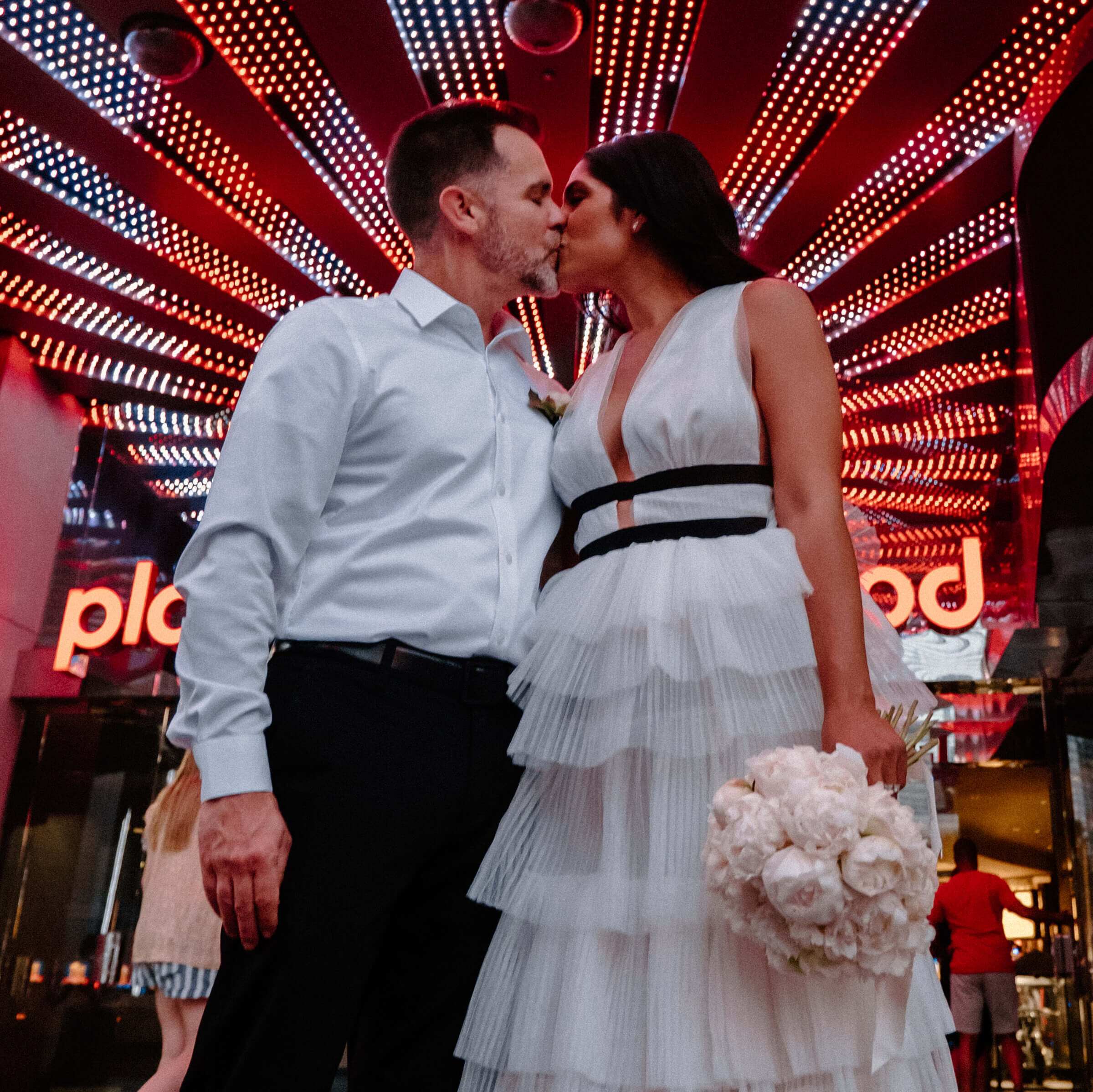 A couple feeling like Elvis and Priscilla wedding at Planet Hollywood