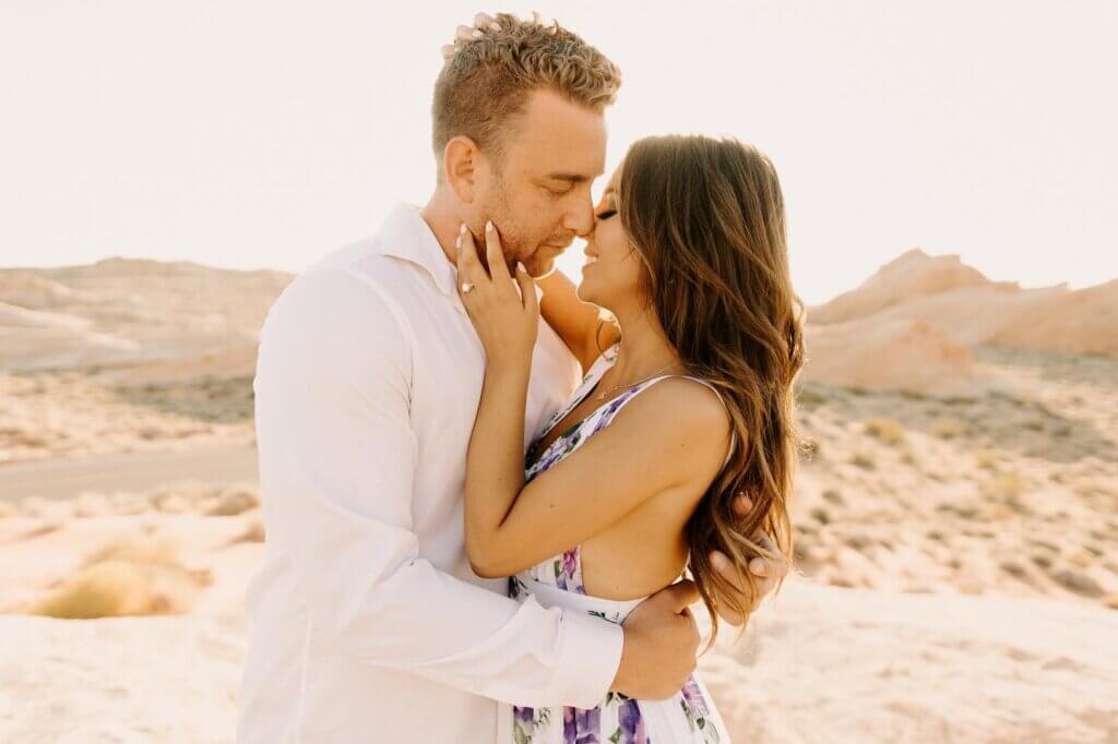 Jillian Lopez and Kyle Marksman engagement photo in the desert