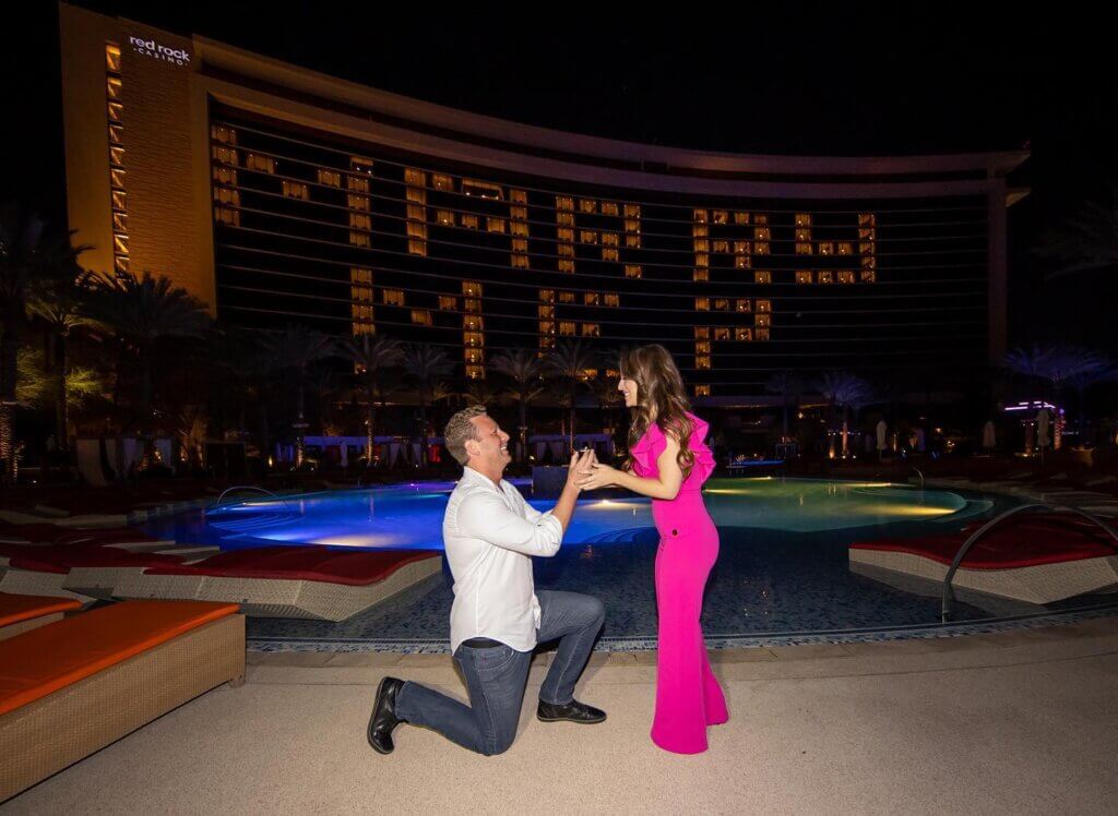 Jillian and Kyle getting engaged at Red Rock Casino