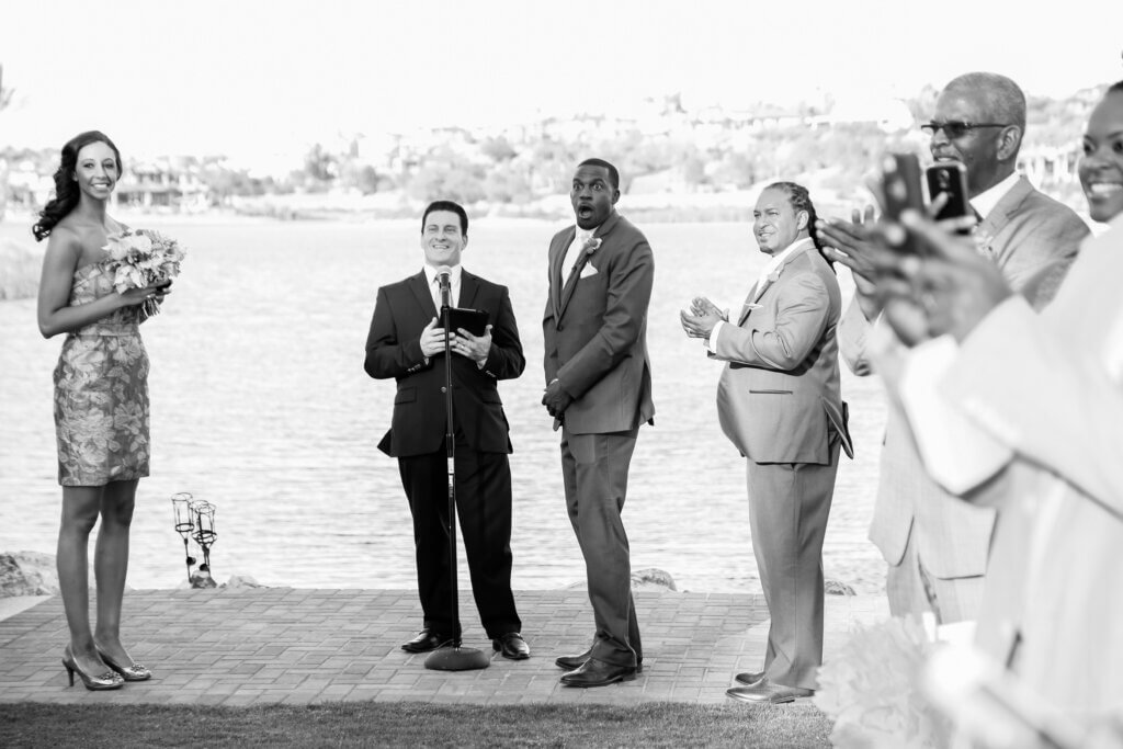 a man surprised by his bride out of frame