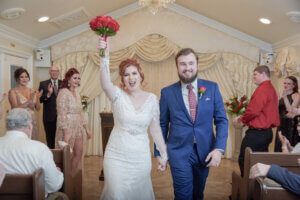 a couple walking down the aisle