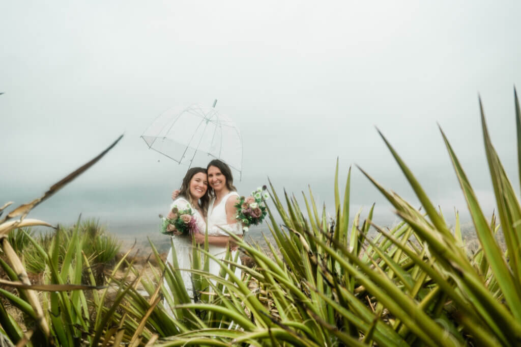 a rainy desert wedding setting