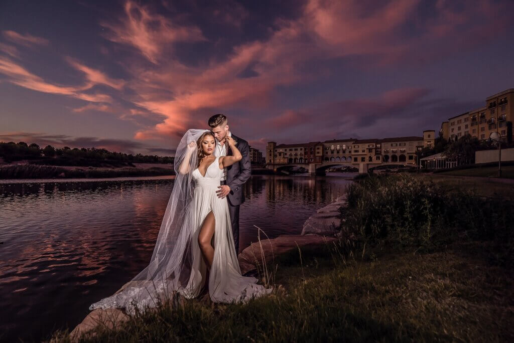 an astrology couple in purple twilight