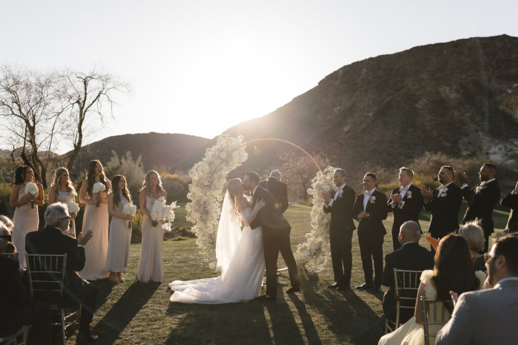 Simon and Fallon on their wedding day