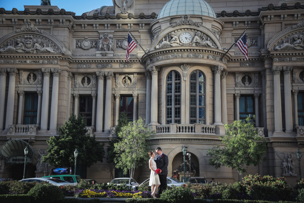 a couple marrying on the Las Vegas Strip