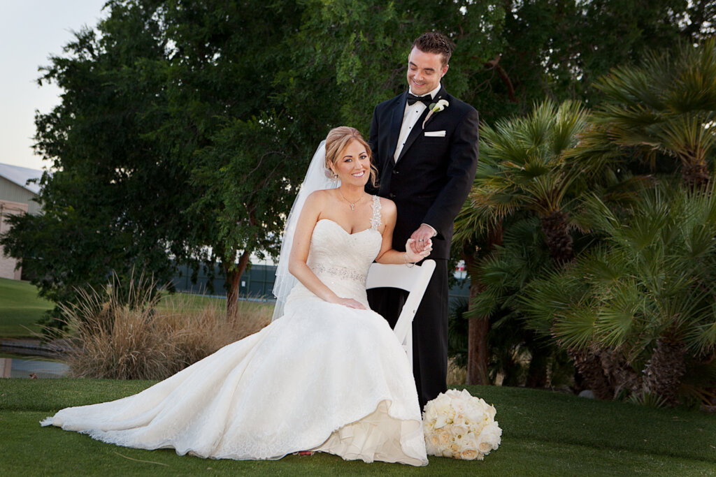 a posed photo fo a wedding couple