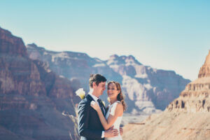 a wedding couple in the desert during Aquarius season