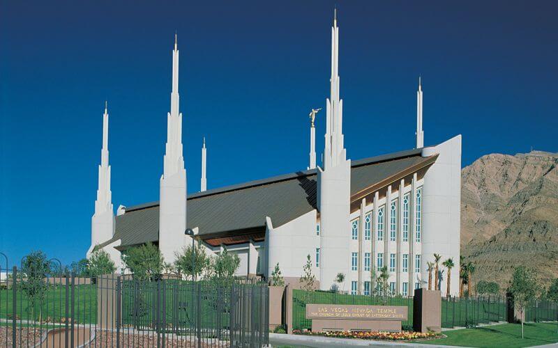 the Nevada Temple for Church of Latter-Day Saints spires in Las Vegas