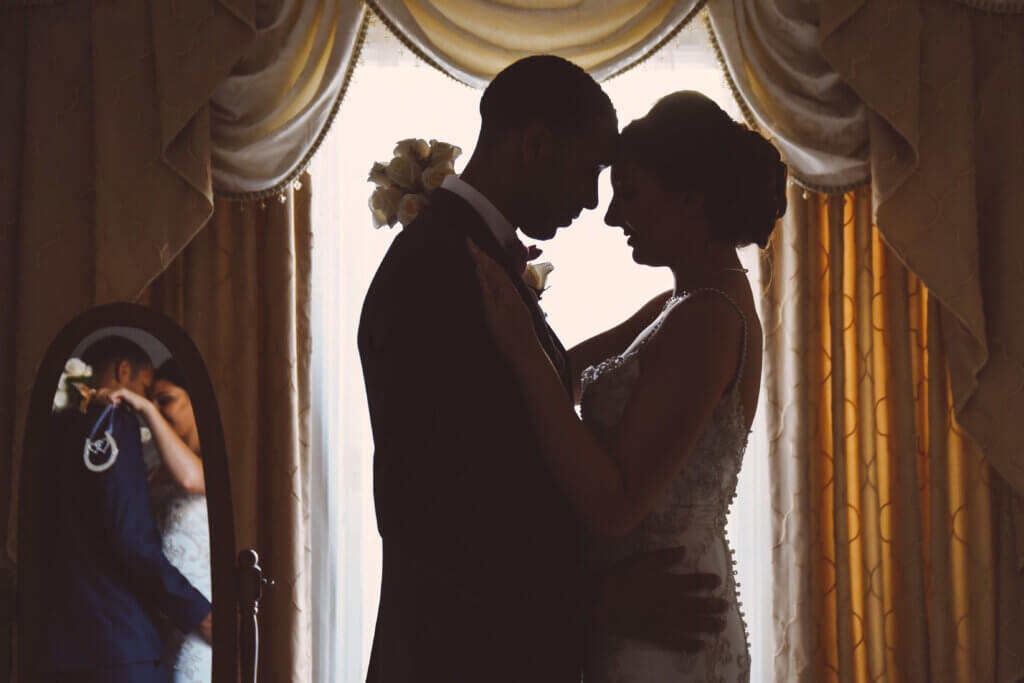 a romantic wedding couple moment