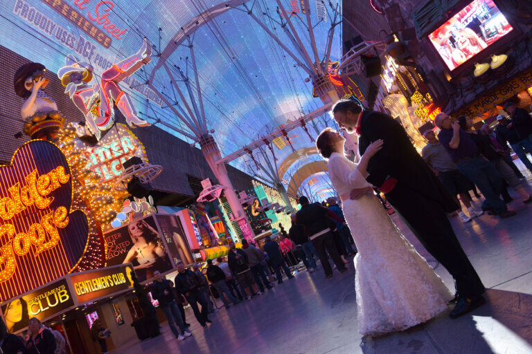 a couple married on Fremont Street