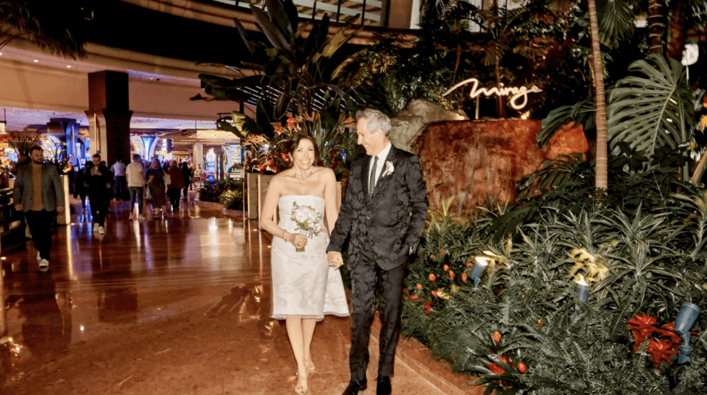 Dawn and Christopher Hume walking through The Mirage